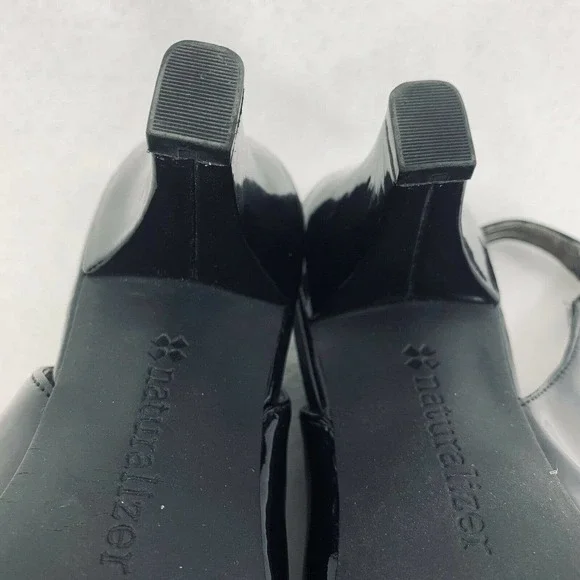 Naturalizer N5 Heels Shoes Black Comfort Question Patent Sling back 7.5 W - Picture 11 of 11